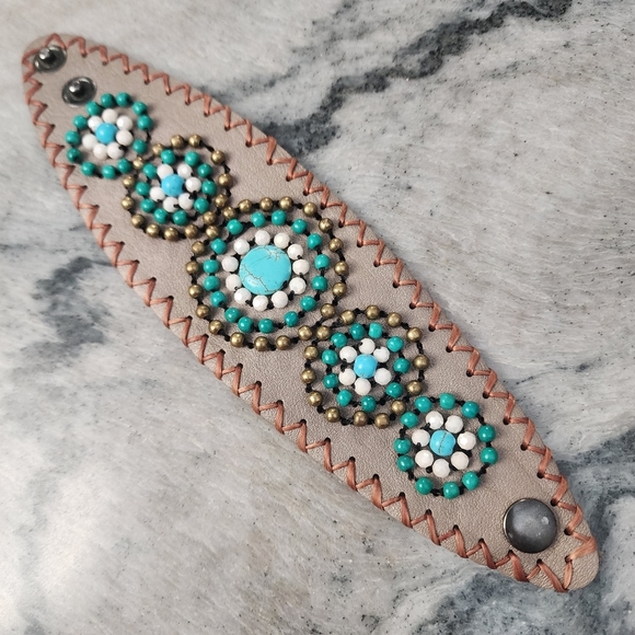 Jewelry - Turquoise Oasis Leather Cuff